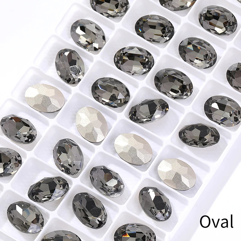Acmore Crystal Hot Sale Black Diamond Series Crystal Stone Pointback Rhinestones Loose Glue on for Nails Clothes Decoration