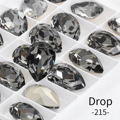 Acmore Crystal Hot Sale Black Diamond Series Crystal Stone Pointback Rhinestones Loose Glue on for Nails Clothes Decoration