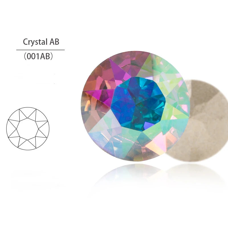 Acmore Crystal Gemstone Flower Round K9 Glass Rhinestones Crystal Pointback Glue on Clothing Making Nail Art Garment Crafts Jewelry