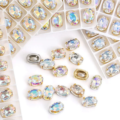 Acmore Crystal High Quality Oval Shape Nest Face Glass Stone  Claw Rhinestone for Jewelry Making  Accessories