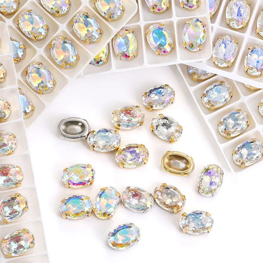 Acmore Crystal High Quality Oval Shape Nest Face Glass Stone  Claw Rhinestone for Jewelry Making  Accessories