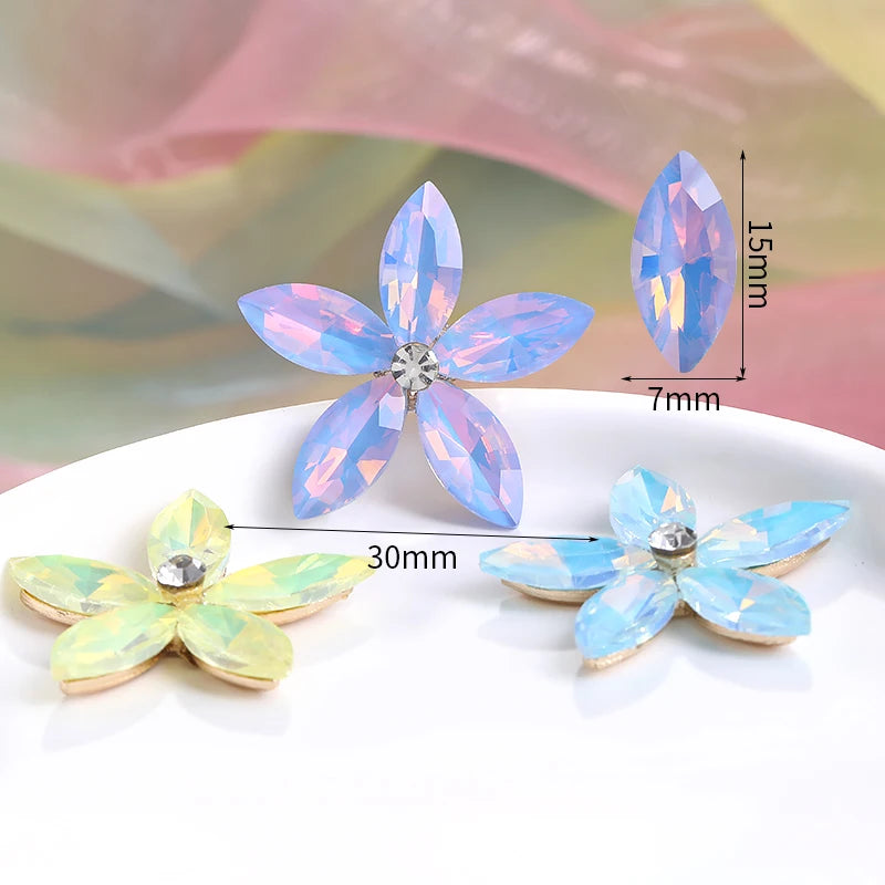 Acmore Crystal High Quality Point Back Navette Alloy Flower Shapes Point Back Rhinestones Loose Glass Stone Design Dress Clothing
