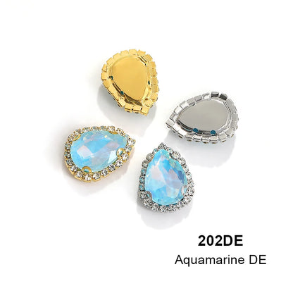 Acmore Crystal Hot Sale Wholesale Colorful Drop Stone With Cup Chain Flat Back Rhinestone Opal Mocha DE Glass Art Designs
