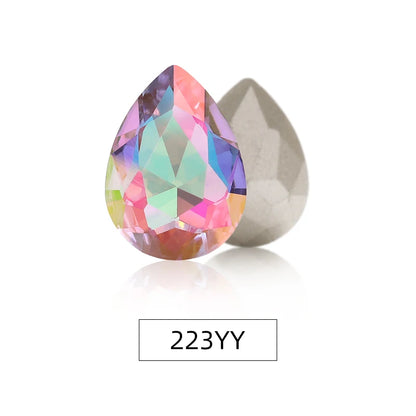 Acmore Crystal New Arrival  Shadow Series Tear Drop Shape Piont Back High Quality Rhinestones Glass Crystal Stone for Nail Art