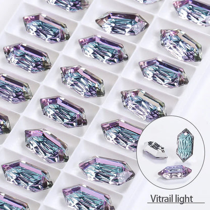 Acmore Crystal Relief Series Long Rhombus Glitter Custom DIY K9 Crystal Bead Jewelry Pendants for Necklace Earring Brooch Women