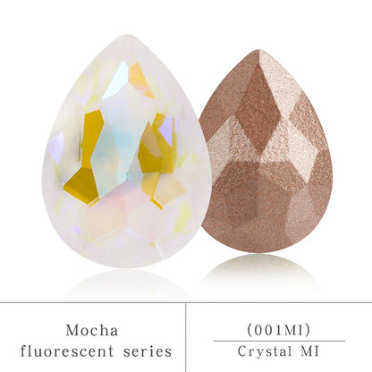 Colorful Drop Rhinestone Sewing Mocha Fluorescent Drop Crystal Stones for Clothes Jewelry Making Garment Decoration Rhinestones