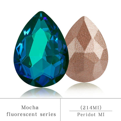 Colorful Drop Rhinestone Sewing Mocha Fluorescent Drop Crystal Stones for Clothes Jewelry Making Garment Decoration Rhinestones