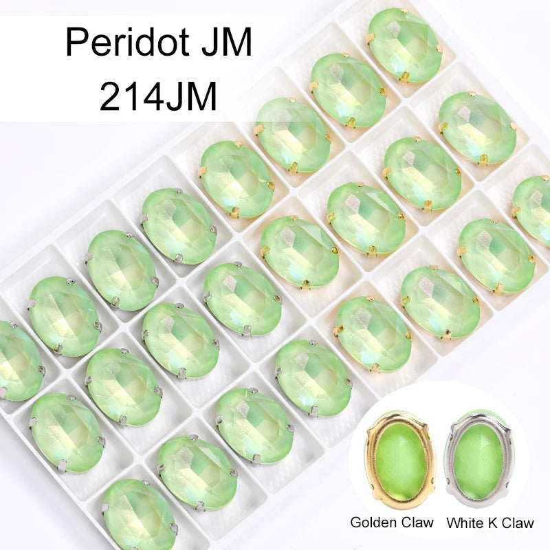 Acmore Crystal Oval Shaped Aurora Mocha K9 Glass Rhinestone With Golden Copper Hollow Claw Sewing on Clothes Garment DIY Accessories
