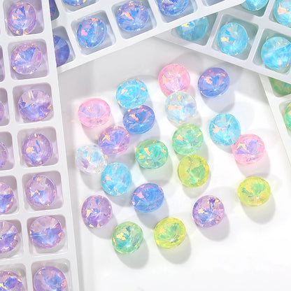 Acmore Crystal High Quality Opal Mocha DE Point Back Rivoli Shape Colorful Rhinestones Glass Crystal DIY Clothes Design