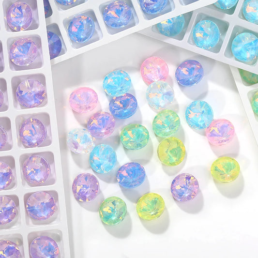 Acmore Crystal High Quality Opal Mocha DE Point Back Rivoli Shape Colorful Rhinestones Glass Crystal DIY Clothes Design