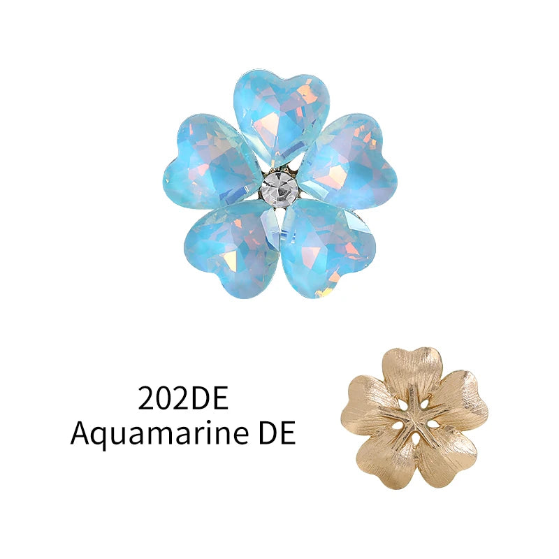 Acmore Crystal Wholesale Fancy Rhinestones Point Back Stone Heart Alloy Flower Glue on Fancy Rhinestones Decoration Jewelry Clothing