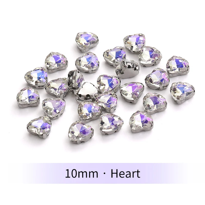 Acmore Crystal Moonlight Mixed Shapes Sew on Rhinestone With Silver Claw Setting DIY for Festival Decoration Accessories