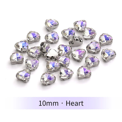 Acmore Crystal Moonlight Mixed Shapes Sew on Rhinestone With Silver Claw Setting DIY for Festival Decoration Accessories