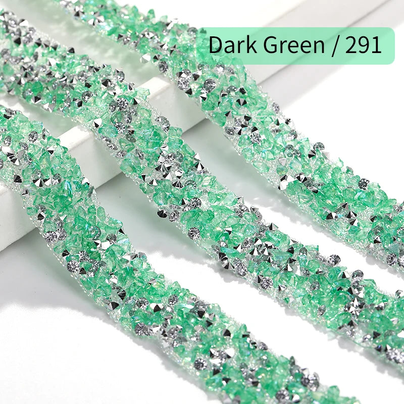 Acmore Crystal Wholesale 1.2cm Bling Self-Adhesive Resin Mesh Strips With Round Point Back Rhinestones Tube Rope for Decoration Garment