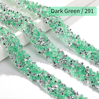 Acmore Crystal Wholesale 1.2cm Bling Self-Adhesive Resin Mesh Strips With Round Point Back Rhinestones Tube Rope for Decoration Garment