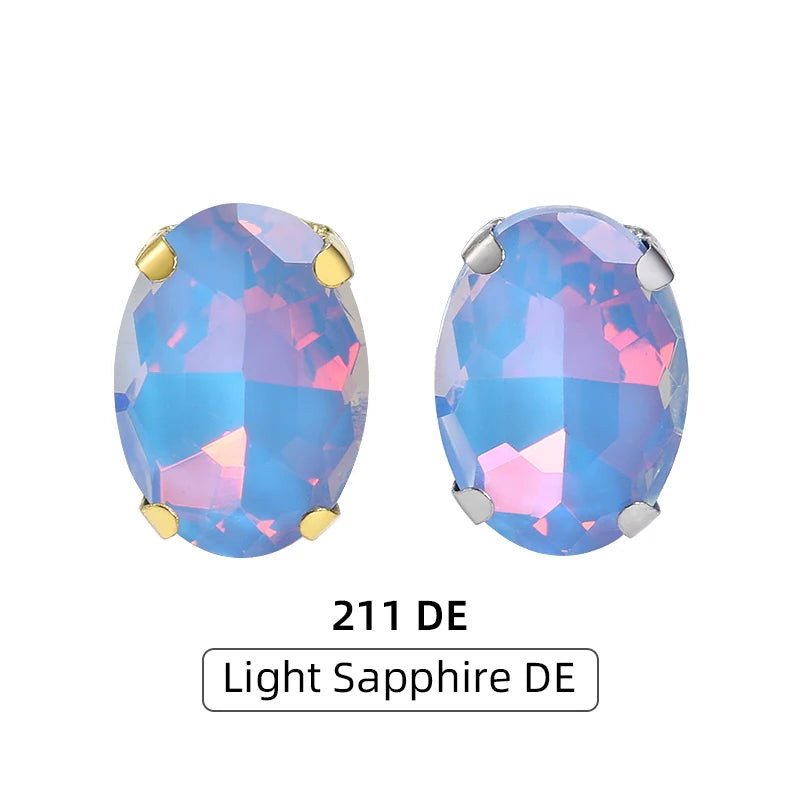 Acmore Crystal Wholesale High Quality Sew on Four Claws  Oval Shape Strass Flatback Glass Rhinestones Wedding Dress Crafts