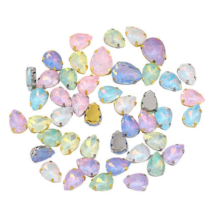 Acmore Crystal High Quality Colors Faceted Glass Stones Drop Claws Flatback Rhinestone Jewelry Art Garment Accessories