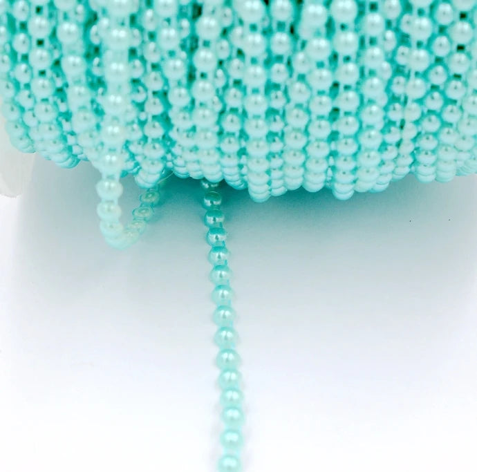 Acmore Crystal  4mm Craft Imitation Pearl Beads Cotton Line Chain for DIY Wedding Party Decoration Party Jewelry Findings Accessories