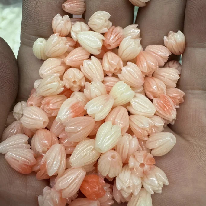 Acmore Crystal 9*6mm Hawaii Resin Jasmine Flower Beads for Jewelry Making Lavender Lilac Pikake Flower Acrylic Charms