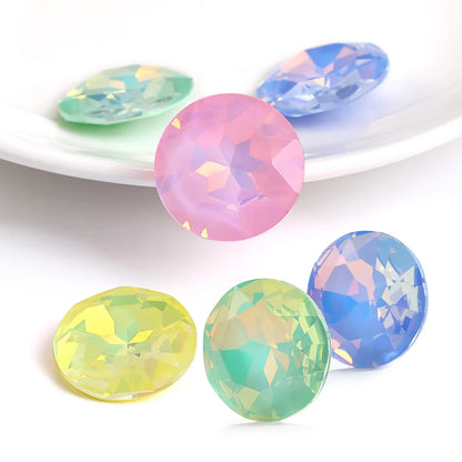 Acmore Crystal High Quality K9 Point Back Gemstone Flower Shape Glass Loose Rhinestones Opal Mocha Crystal Jewelry Diy Decoration