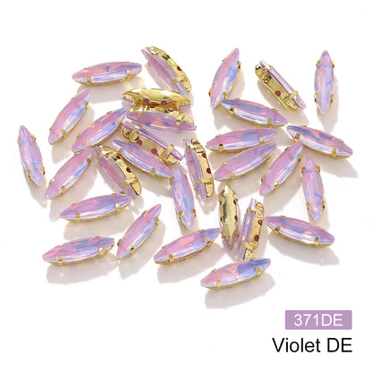 Acmore Crystal 4*15MM  Horse Eye Pointback Sew on Glass Crystal Rhinestones  Mocha Satellite Claw Stones  DIY Clothing Accessories