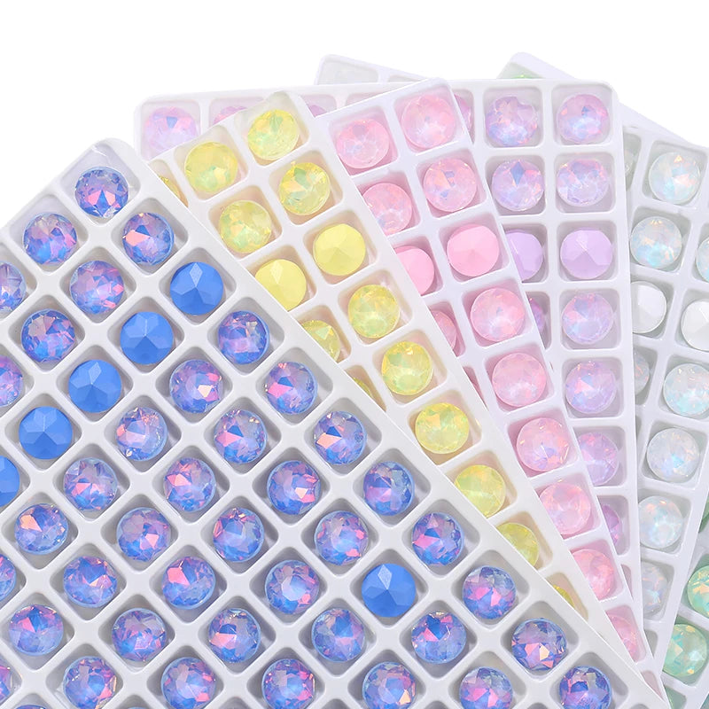 Acmore Crystal New Size Gemstone Flower Shape Glue on Opal Mocha DE Loose Point Back Glass Rhinestones Crystal Jewelry DIY Decoration