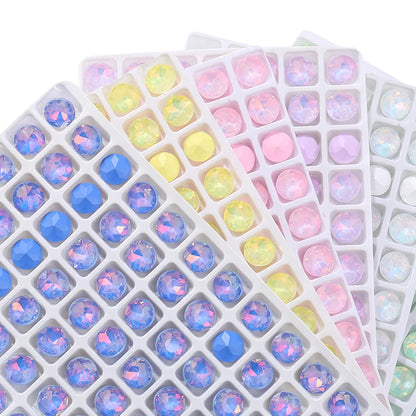 Acmore Crystal New Size Gemstone Flower Shape Glue on Opal Mocha DE Loose Point Back Glass Rhinestones Crystal Jewelry DIY Decoration