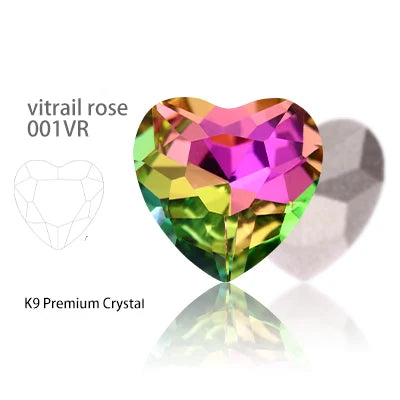 Acmore Crystal High Quality K9 Glass 8-27mm Heart Shape Point Back DIY Decoration Accessories Press on Nail Art Supplies Rhinestones