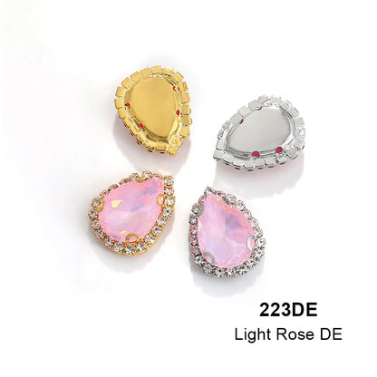 Acmore Crystal Hot Sale Wholesale Colorful Drop Stone With Cup Chain Flat Back Rhinestone Opal Mocha DE Glass Art Designs