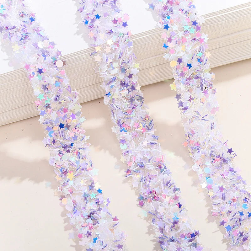 Acmore Crystal New Arrival Sequin Stars Double Sided Adhesive Geometric Rhinestone Strips Non Hotfix Stones for DIY Bling Decoration