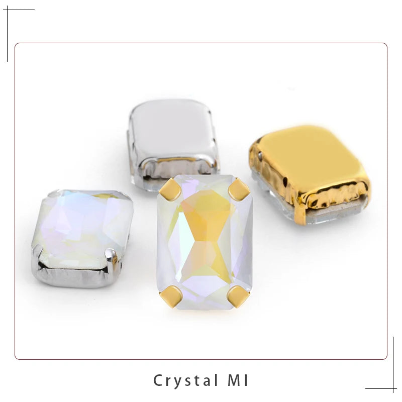 Rectangular Octagon Mk Fluorescent Claw Rhinestone Arts Crafts Glass Crystal Stone Claw Rhinestone