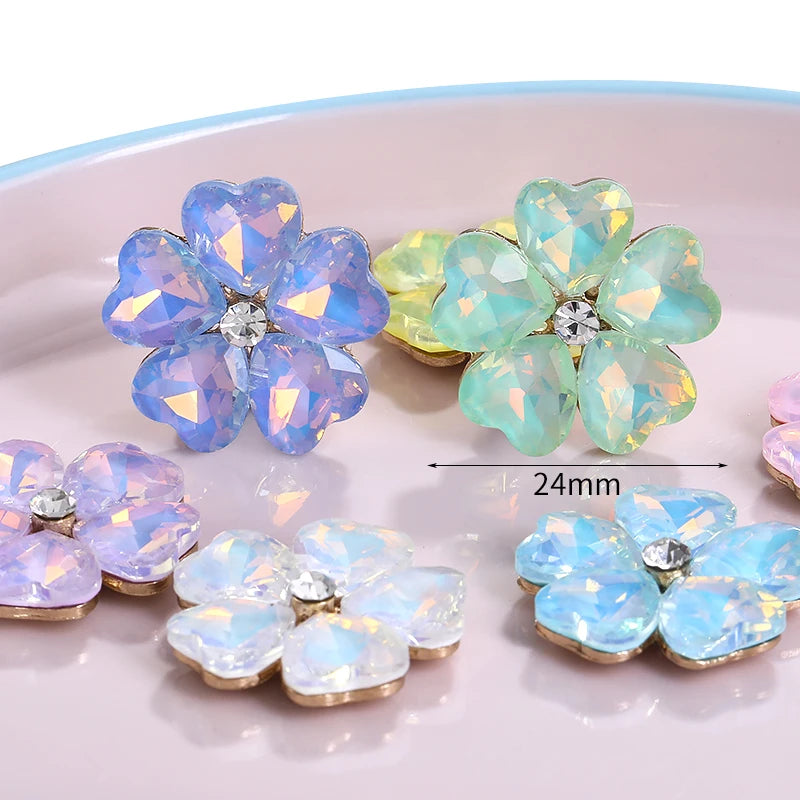 Acmore Crystal Wholesale Fancy Rhinestones Point Back Stone Heart Alloy Flower Glue on Fancy Rhinestones Decoration Jewelry Clothing