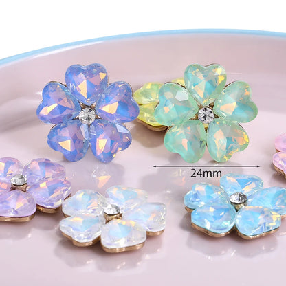 Acmore Crystal Wholesale Fancy Rhinestones Point Back Stone Heart Alloy Flower Glue on Fancy Rhinestones Decoration Jewelry Clothing