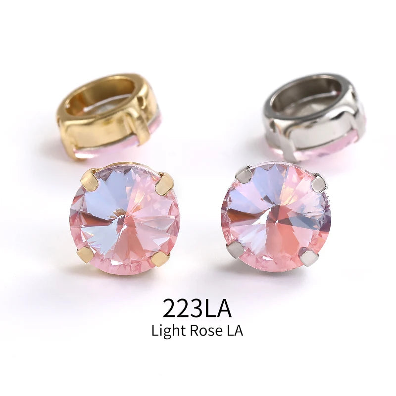 Acmore Crystal High Quality Rivoli Shaped  LA Series Crystal Glass Pointback Rhinestone With Claw for Jewelry Making
