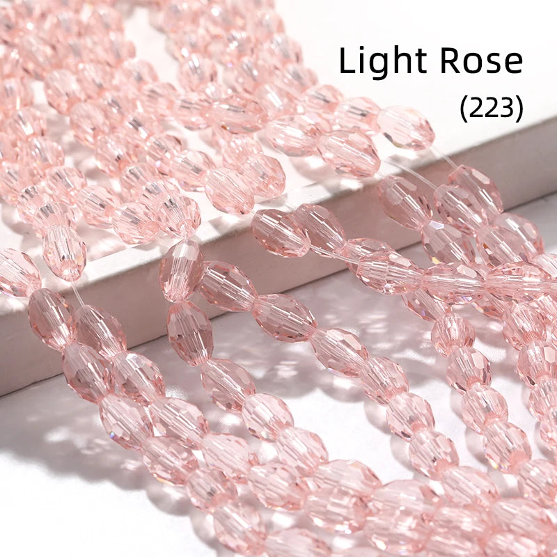 Acmore Crystal Popular  6*8MM Olive-shaped Crystal Beads for Clothing Making Best  DIY Accessories for Door & Curtain Decoration