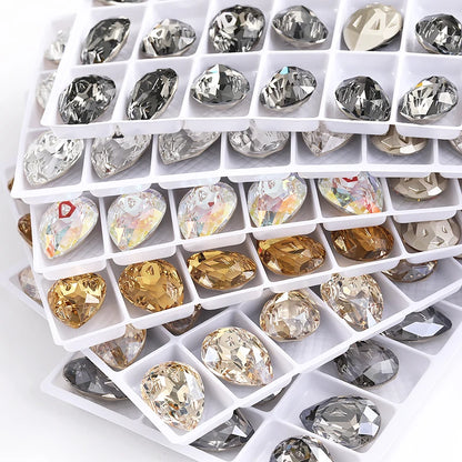 Acmore Crystal New Design Star Meteorite K9 Glss Drop Shape Pointback Crystal Beads Fancy Rhinestones for Bracelete Making Shoes Accessories
