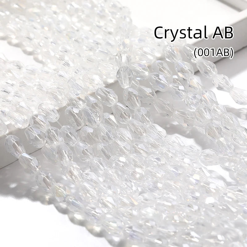 Acmore Crystal  6*8MM Water Drop Loose Stone Glass Crafts Waist Faceted  Crystal Beads Jewelry Finding Accessories for Necklace Earring