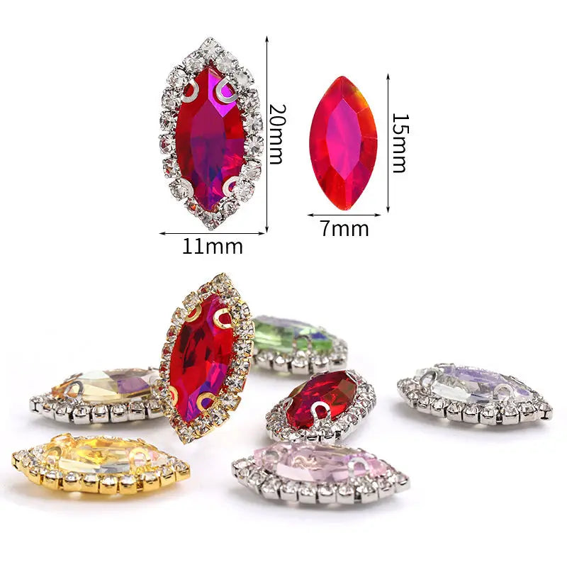 Acmore Crystal Wholesale Navette Transparent Bottom Series Crystal Buckle Claw Rhinestone for Sewing Accessories