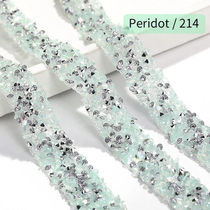 Acmore Crystal Wholesale 1.2cm Bling Self-Adhesive Resin Mesh Strips With Round Point Back Rhinestones Tube Rope for Decoration Garment