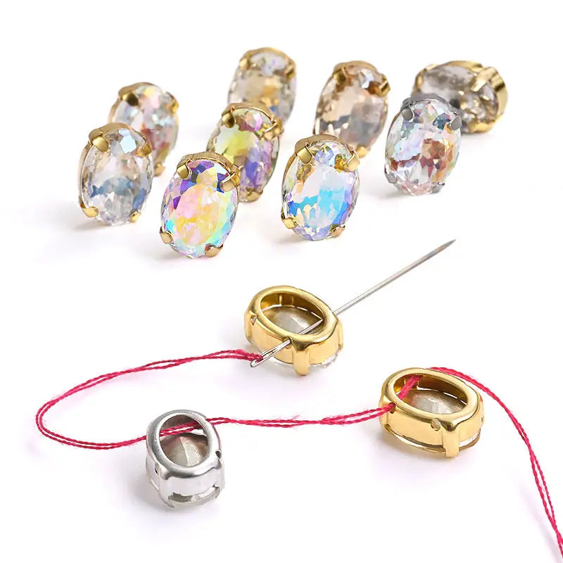 Acmore Crystal High Quality Oval Shape Nest Face Glass Stone  Claw Rhinestone for Jewelry Making  Accessories