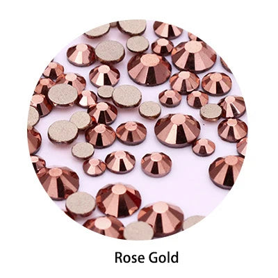 Acmore Crystal Gold Flat Back Round 40 Colors SS3-SS20 Mixed 3d Crystal ab Press on Nail Art Supplies Rhinestone Accessories