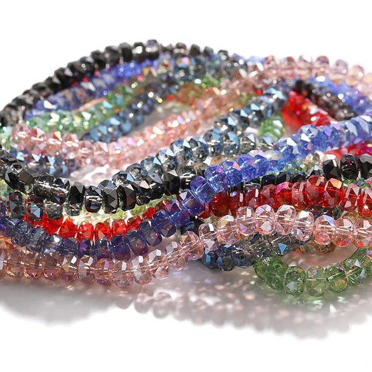 Acmore Crystal  12 Colors Bright  Loose  Glass Crafts Wheel Faceted Crystal Beads Jewelry  Finding Accessories for Necklace Earring