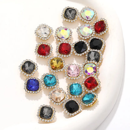 Acmore Crystal New Arrival Double-layers Cushion Shape Flat Back Claw Rhinestones Golden Sunflower Sew-on Crystal Glass for Clothing