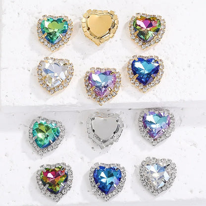 Acmore Crystal Flat Back Heart Crystal Rhinestone Flatback Sewing Supplies Stones for Diy Clothing DIY Nail Supplies