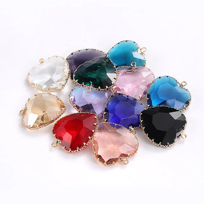 Acmore Crystal Peach Heart Transparent Crystal Glass Pendant with Claw Inlaid Rhinestone Pendant  Accessories for Earrings & Necklace
