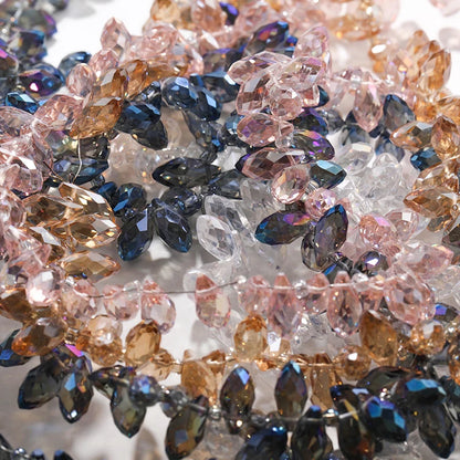 Acmore Crystal   6*12MM Water Drop Faceted Crystal Glass Beads Accessories for Bracelet Making 12 Colors  Loose Stone Glass Crafts