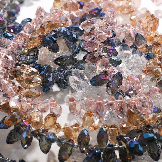Acmore Crystal   6*12MM Water Drop Faceted Crystal Glass Beads Accessories for Bracelet Making 12 Colors  Loose Stone Glass Crafts