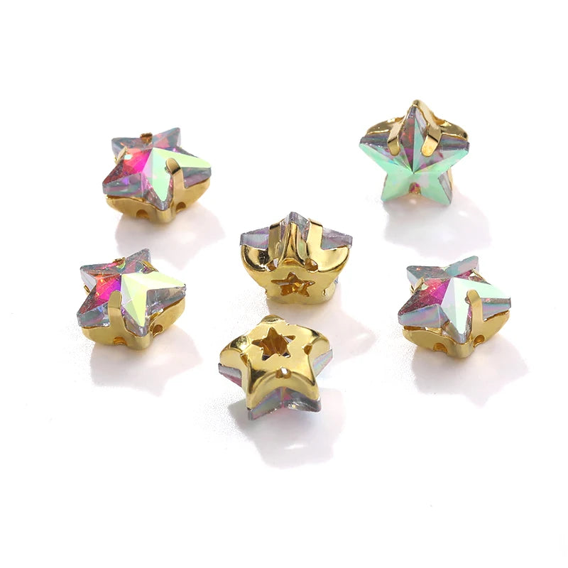 Hot Selling Acmore Crystal 10mm Star Pointback Glass Claw Drill Shiny Rhinestones Charms DIY Accessories for Dress & Clothing