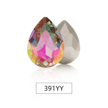 Acmore Crystal New Arrival  Shadow Series Tear Drop Shape Piont Back High Quality Rhinestones Glass Crystal Stone for Nail Art