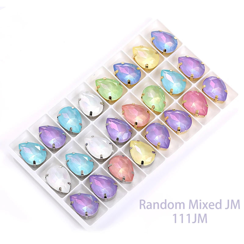 Acmore Crystal Aurora Mocha Pointback Drop Shaped Crystal Stone Rhinestone With Copper Hollow Claw Sew on Garment DIY Accessories